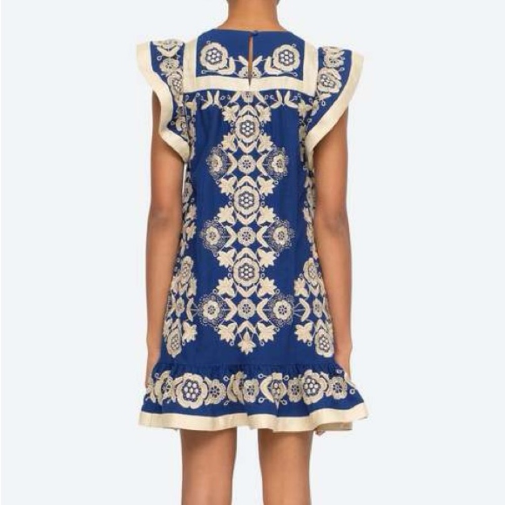 Sea NY Embroidered Indigo Blue Manuela Tunic Mini Dress M - Picture 13 of 13